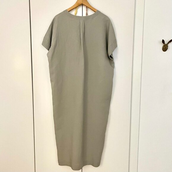 Light Grey Uniqlo Linen Blend Maxi Shift Dress Size S - Picture 2 of 6